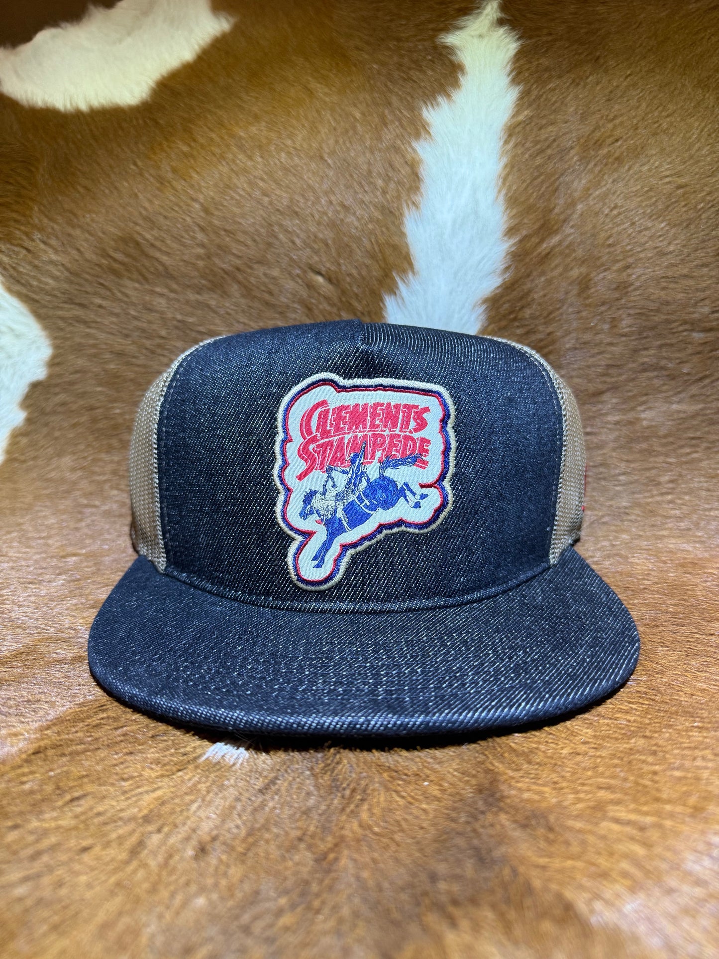 Black Denim Flat Brim