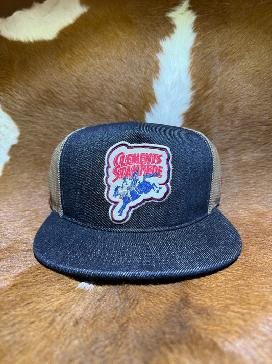 Black Denim Flat Brim