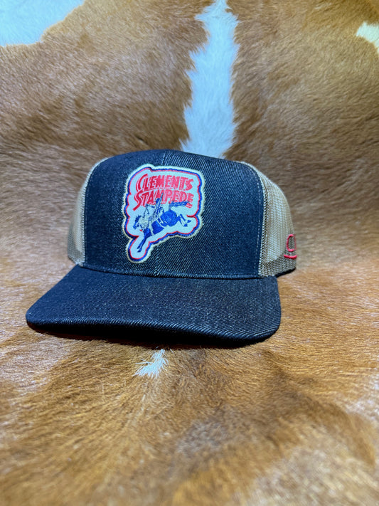 Black Denim Curved Bill Hat