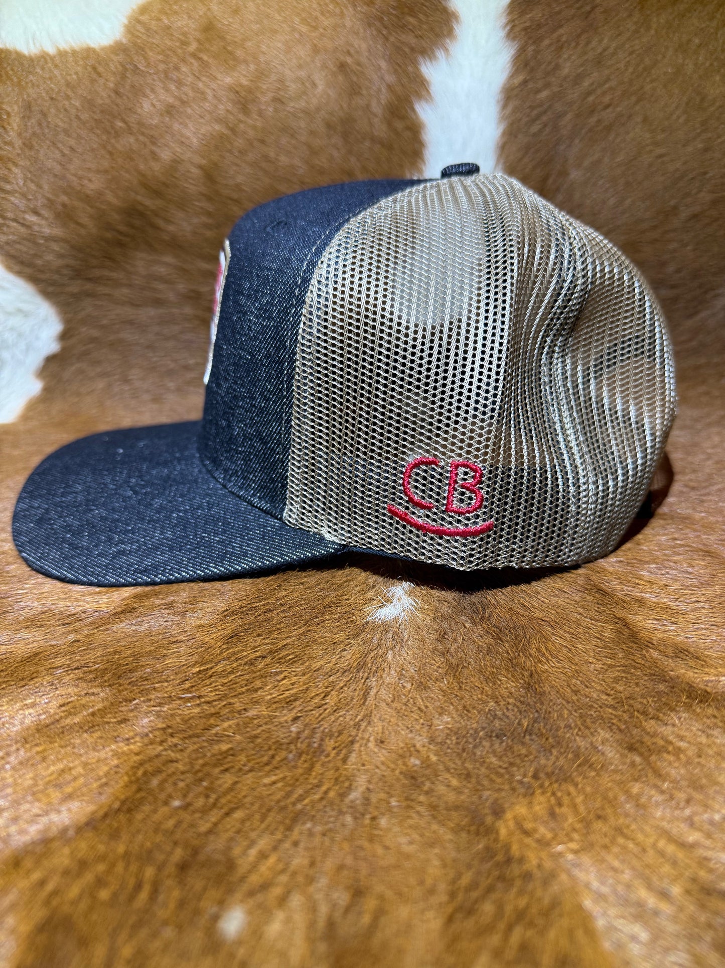 Black Denim Curved Bill Hat